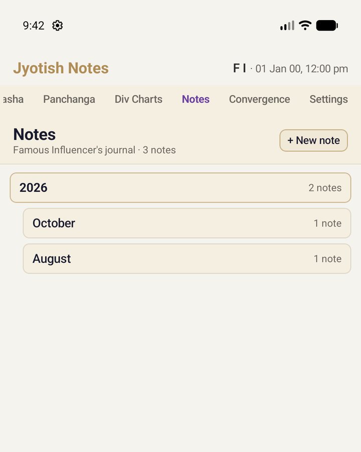 2026 opened: October and August, one note each