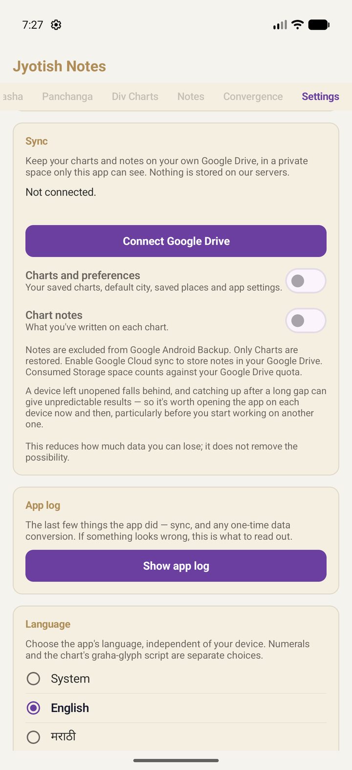The Sync card before connecting, with the Connect Google Drive button