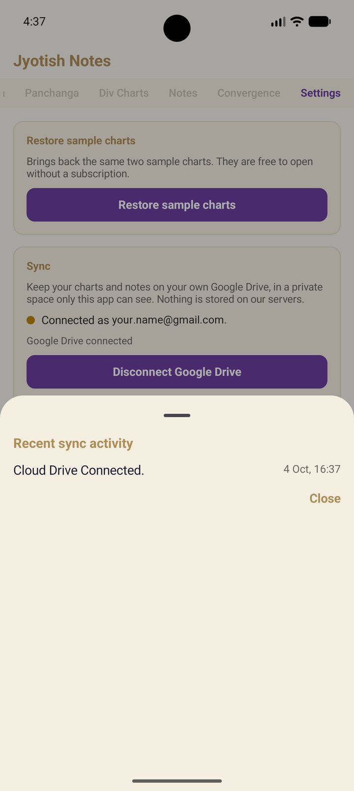 Recent sync activity: Cloud Drive Connected.